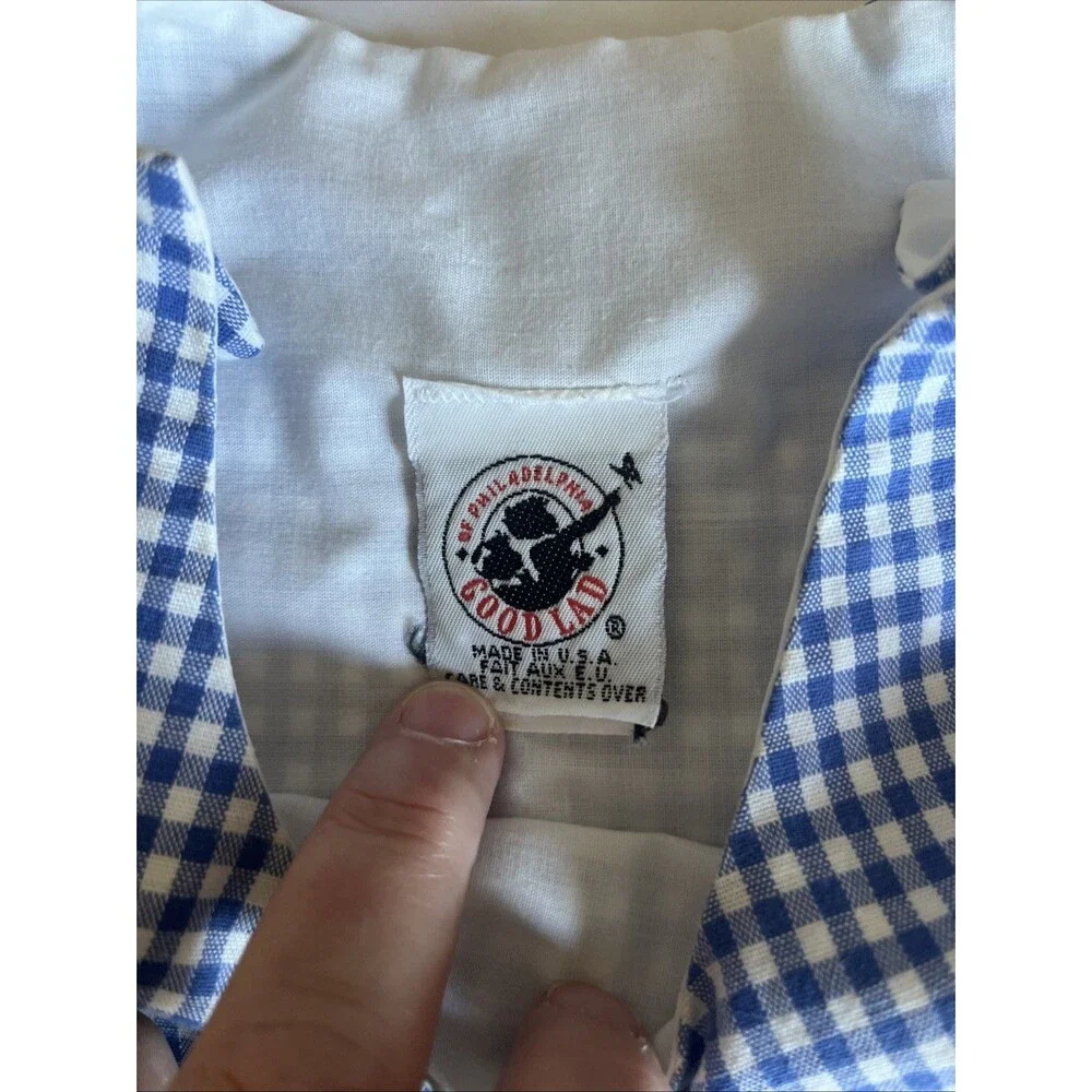 Good Lad Vtg Checkered Fish One Piece Romper Size 12 Mo